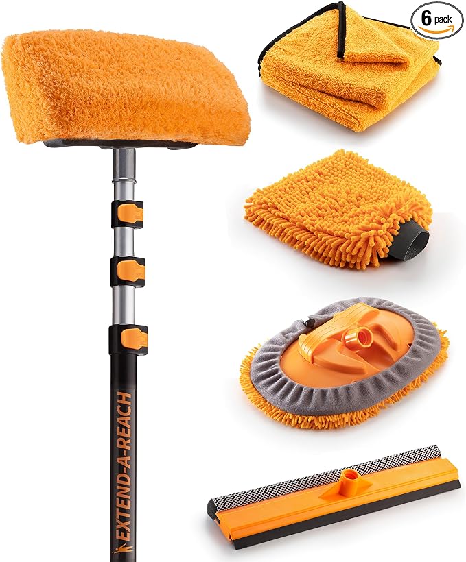 Car & RV Wash Brush Kit 48-144״ Long Extendable Handle Car, Truck Washing Kit by EXTEND-A-REACH