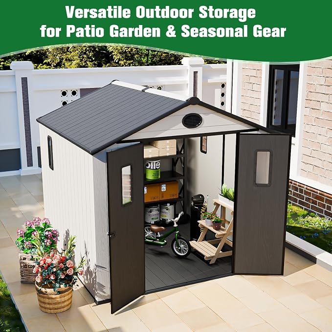 EAGLE PEAK 8x6 Resin Outdoor Storage Shed, Weatherproof Garden Shed - Image 5