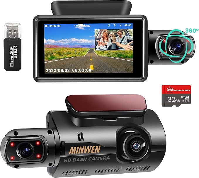 Dual Dash Camera for Cars, Dash Cam Front and Inside, 1440P Dashcam Front + by Fueeicko