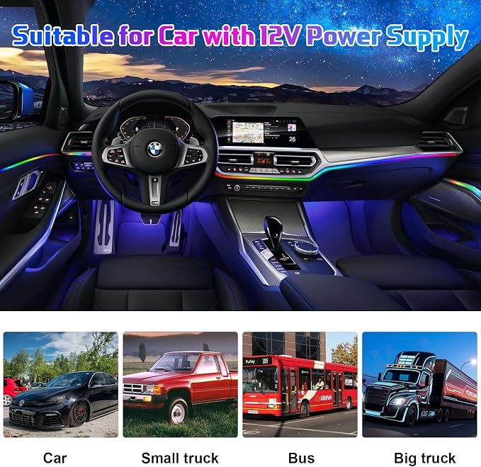 Acrylic Interior Car LED Strip Light, AMKI Car Led Lights Interior - Image 3