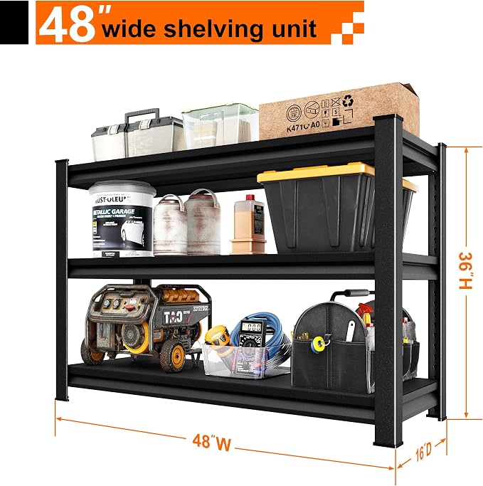 Garage Storage Shelves Heavy Duty, 48”W Shelving Units and Storage Rack - Image 3