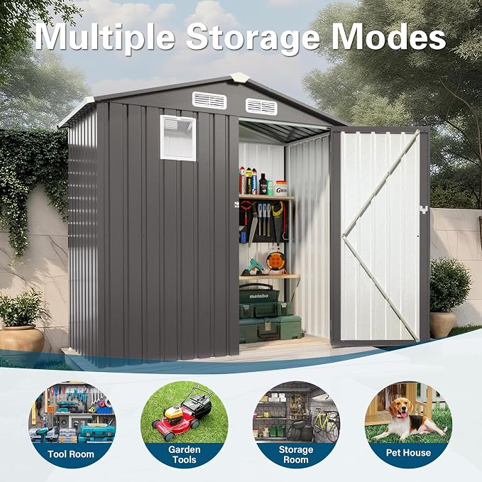 ARMSET 6x3.5 FT Metal Outdoor Storage Shed - Image 5
