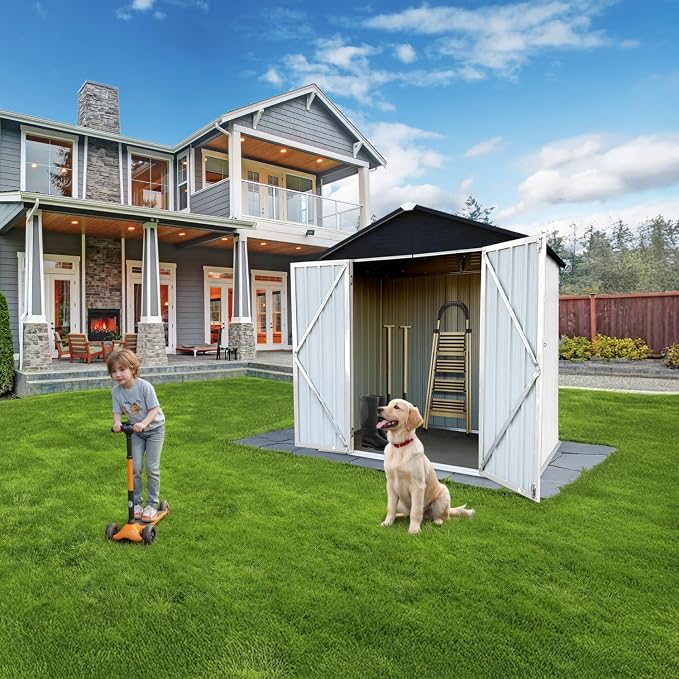 6' x 4' Outdoor Storage Shed, Sturdy Metal Building w/Lockable Doors - Image 9