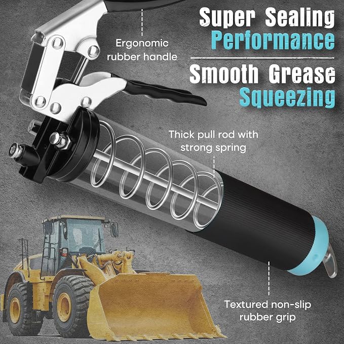 SHALL Grease Gun, 7000 PSI Heavy Duty Pistol Grip Grease Gun Kit w/Grease Gun - Image 3