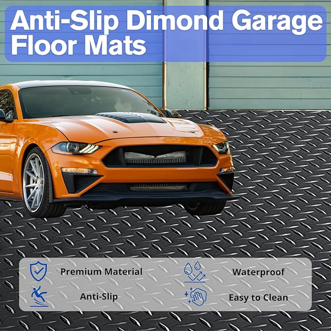 4X10 FT Garage Floor Mat， 2.5 Inch Thickened Diamond Plate Flooring Roll - Image 2