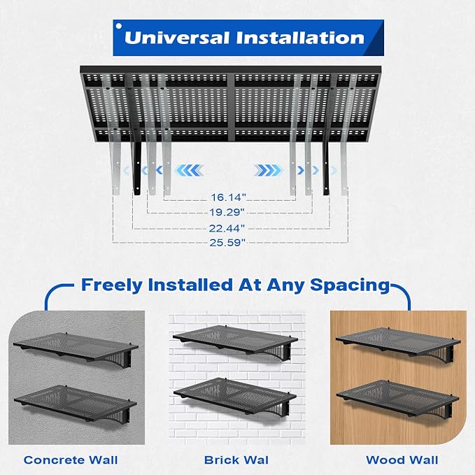 YOLENY 2-Pack 2x3FT Adjustable Heavy Duty Garage Wall Shelving, 500lbs Load - Image 4