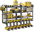 Large Power Tool Organizer Wall Mount, 8 Cordless Drill Holder, 4 Tier Metal by JSYONII