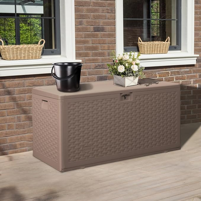 Premium Pro Edition 73 Gallon Lockable Resin Deck Box, Waterproof & - Image 8