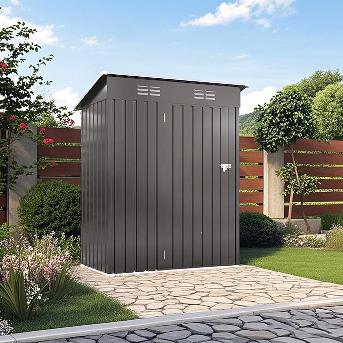 5X3 FT Metal Outdoor Storage Shed, Waterproof Tool House - Image 2