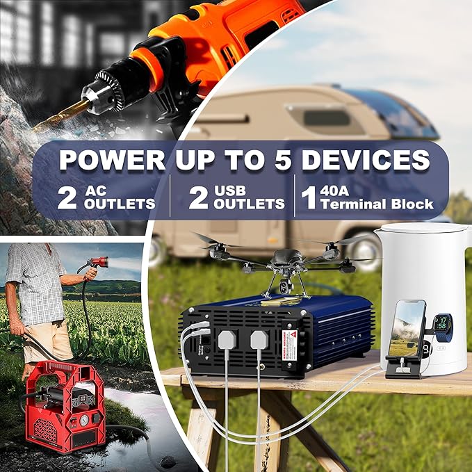 Power Inverter 2000Watt Pure Sine Wave Inverter 12V to 110V 120V AC 4100W Surge - Image 6