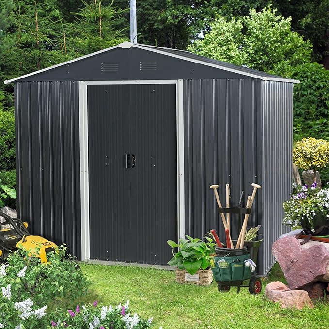 8x6 FT Outdoor Storage Shed, Metal Shed by Unknown