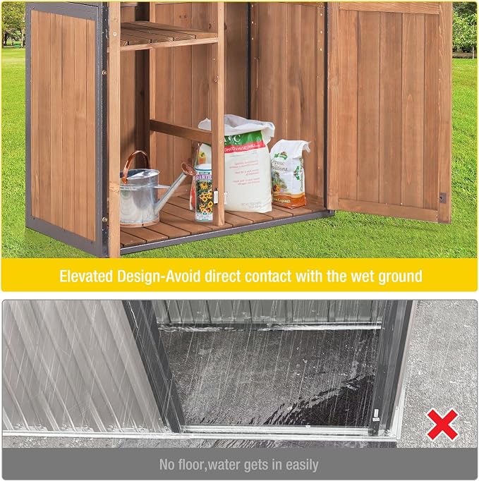 Outdoor Storage Shed, Vertical Wooden Tool Shed - Image 5