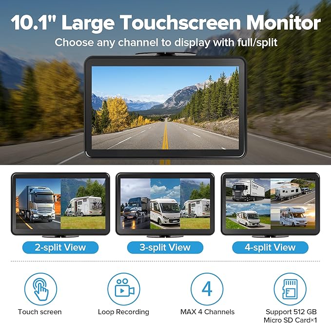 AI 4 Channel Dash Cam 1080P RV Backup Camera System - Image 5
