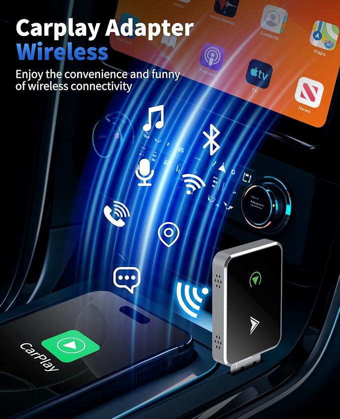 Wireless CarPlay Adapter, 2025 Upgraded 2-in-1 Mini Size CarPlay & Android Auto - Image 4