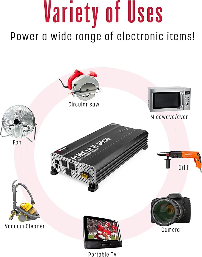 Wagan EL3810 Pure Line 3000 watt Power Inverter 6000 Watt Peak Surge Power DC - Image 7