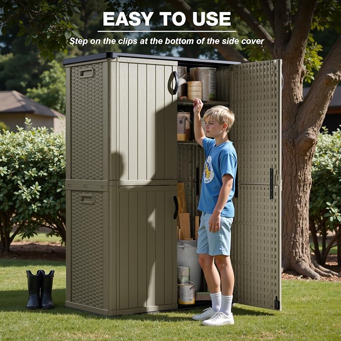 Greesum Outdoor Storage Shed Without Divider, 45 cu.ft Outdoor Waterproof - Image 5