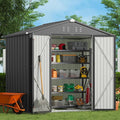 Gizoon Outdoor Storage Shed 8 x 6 FT, Galvanized Metal Garden Shed by Gizoon
