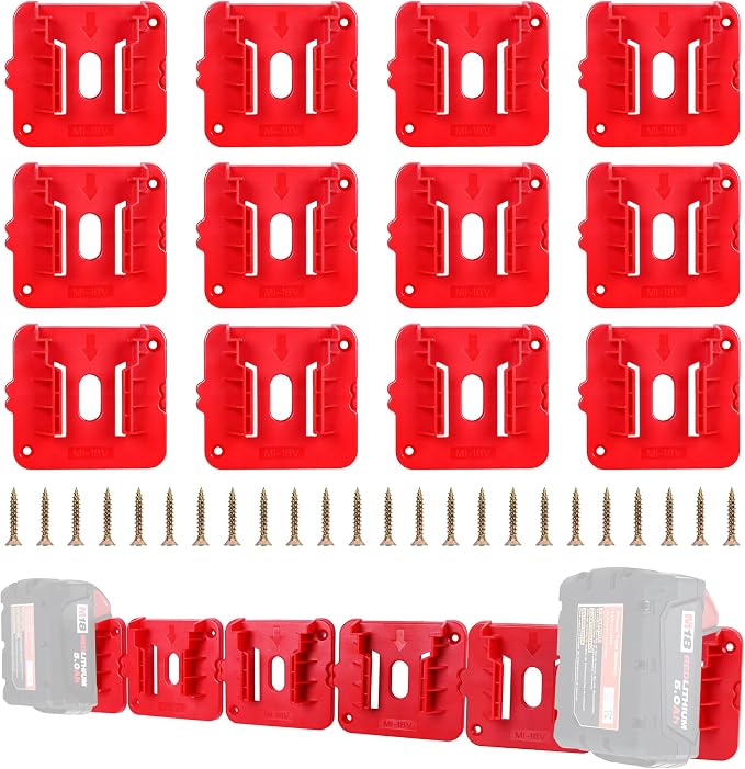 12 Pack Battery Holder for Milwaukee M18 18V Battery Mounts Dock Holder Fit for by GIPFTYAG