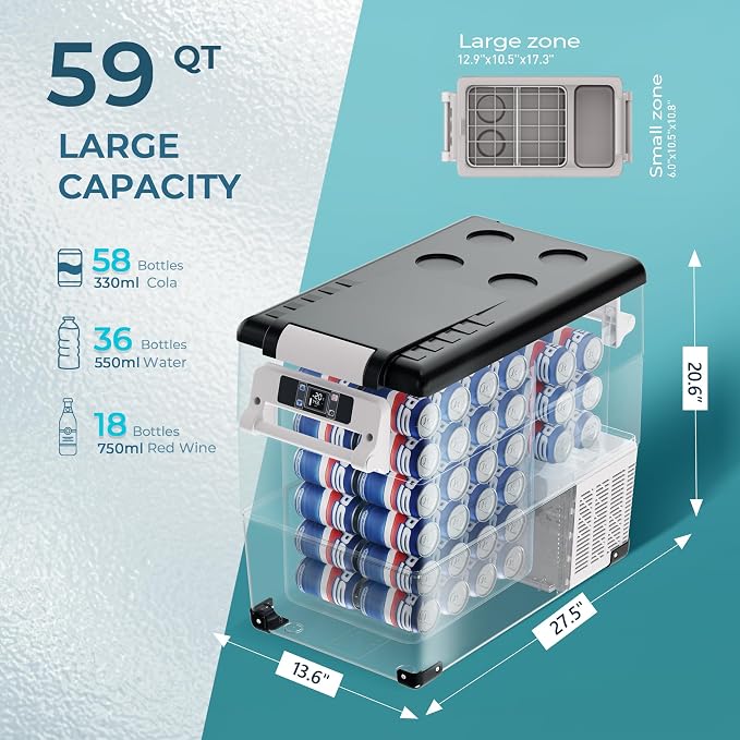 EUHOMY 12 Volt Refrigerator, 59QT Electric Cooler, 12V Fridge APP Control - Image 7