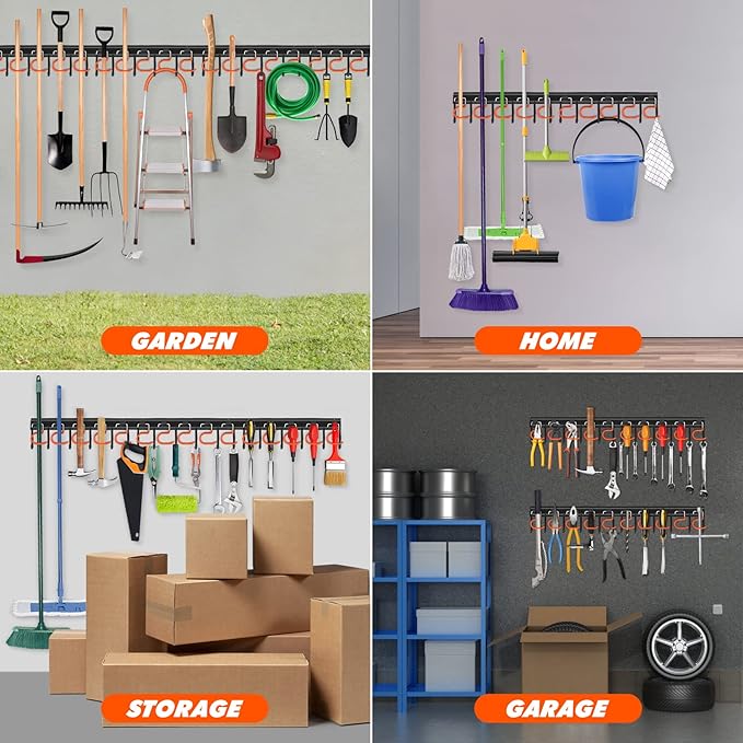 68'' All Metal Garden Tool Organizer Wall Mount Garage Organizers and Storage - Image 6