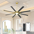 Industrial Ceiling Fan With Light, 72 Inch Black & Gold Ceiling Fan With 8 by JAZAVA%E2%80%94Lightingupyourhome