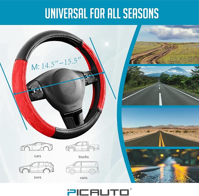 PIC AUTO Steering Wheel Cover, Silk Grain Leather Car Steering Wheel Protector - Image 6