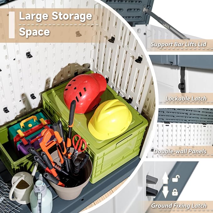 Devoko Resin Outdoor Storage Shed, 34 Cu Ft Outdoor Storage Cabinet Without - Image 2