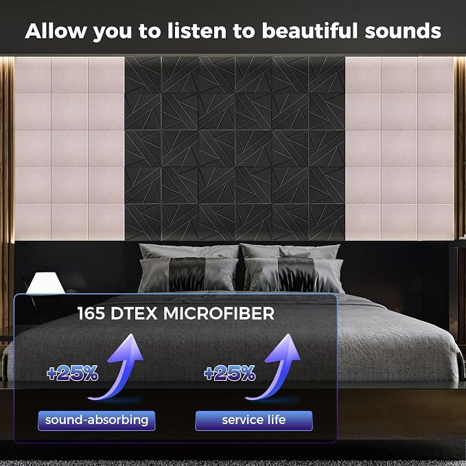 15 pcs 165dtex Microfiber Acoustic Panels ，Self-Adhesive Soundproof Wall Panels - Image 2