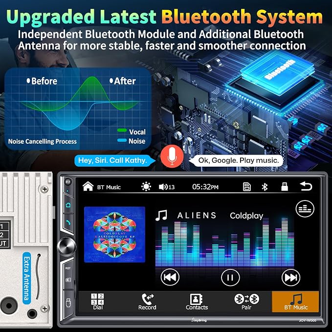 Double Din Car Stereo with Wireless Apple CarPlay and Android Auto, Mirrorlink - Image 4