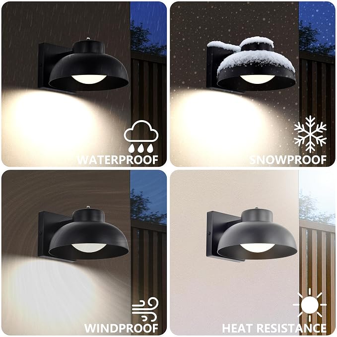 Black Exterior Light Fixtures, 2 Pack Dusk to Dawn LED Outdoor Wall Lights - Image 2