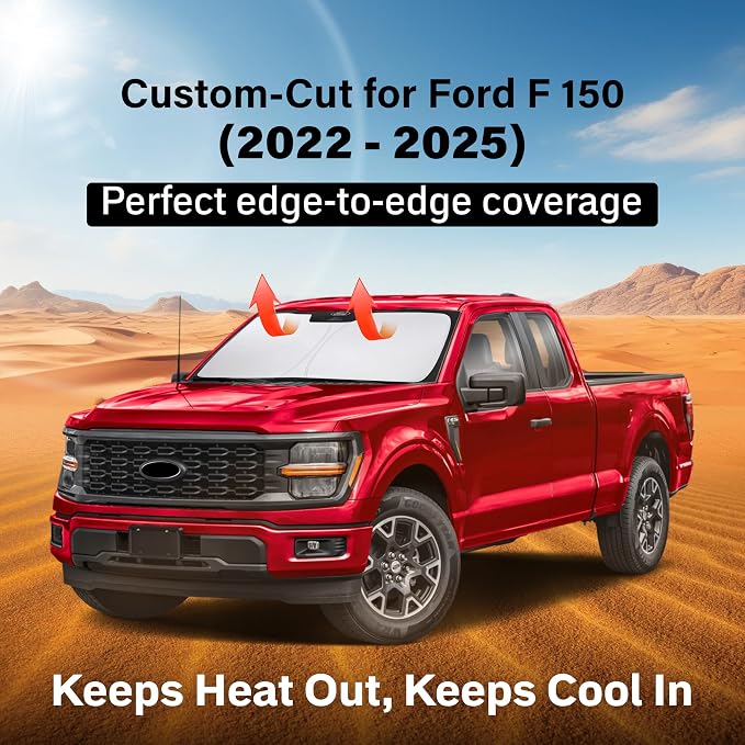 Econour Windshield Sun Shade for 2022-2025 Ford F150 Accessories Pickup Truck - Image 2