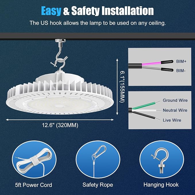 240W LED High Bay Light, AC100-277V 33, 600LM 0-10V Dimmable UL Listed IP65 - Image 8