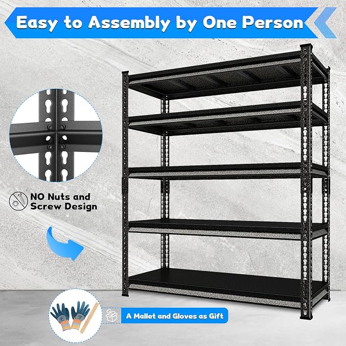 48" W Garage Shelving Heavy Duty, 3000LBS Loads Adjustable Garage Storage - Image 5