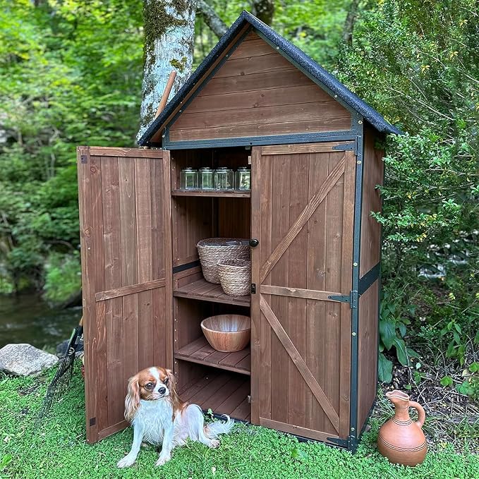 Outdoor Storage Shed Cabinet Strong Iron Frame Surrounding Garden Tool Storage - Image 6