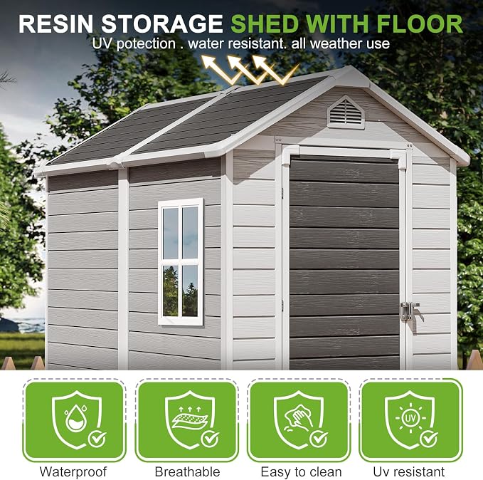 4x6 FT Small Plastic Shed Resin Outdoor Storage - Image 4