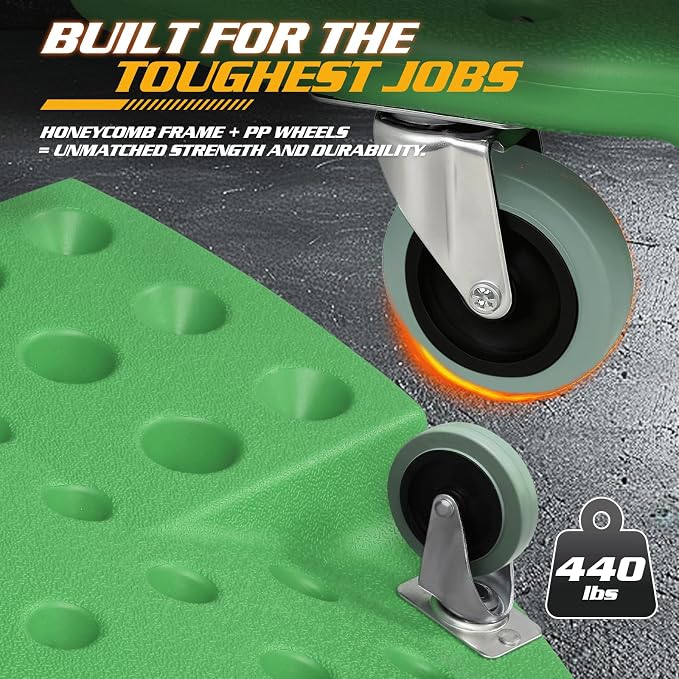 Magshion Mechanic Creeper with Padded Headrest & Tool Trays – 440 lbs Capacity - Image 5