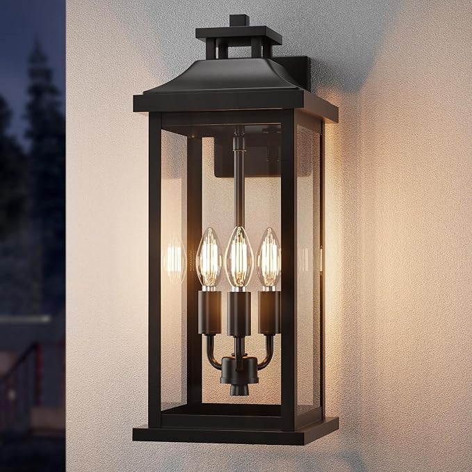Large Outdoor Light 3-Light 20" Black Exterior Lighting Fixture, Modern Outside by VenzBlomiaVariousLightings