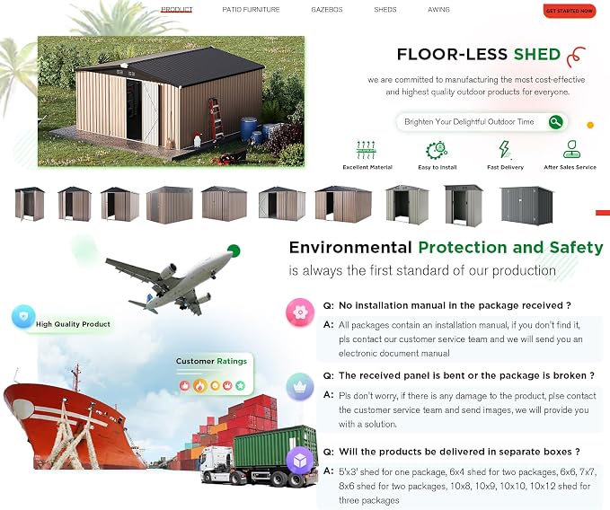 AECOJOY 12' x 12' Shed Metal, Outdoor Storage Sheds & Outdoor Storage 12' x 12' - Image 7