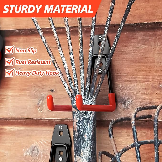 4 Pack 5.2x5.1 inch U Heavy Duty Garage Hooks, Solid Steel Wall Mount Hangers - Image 4