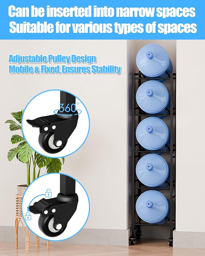 5 Gallon Water Jug Holder, Movable 5 Tier Heavy Duty Water Rack - Image 6