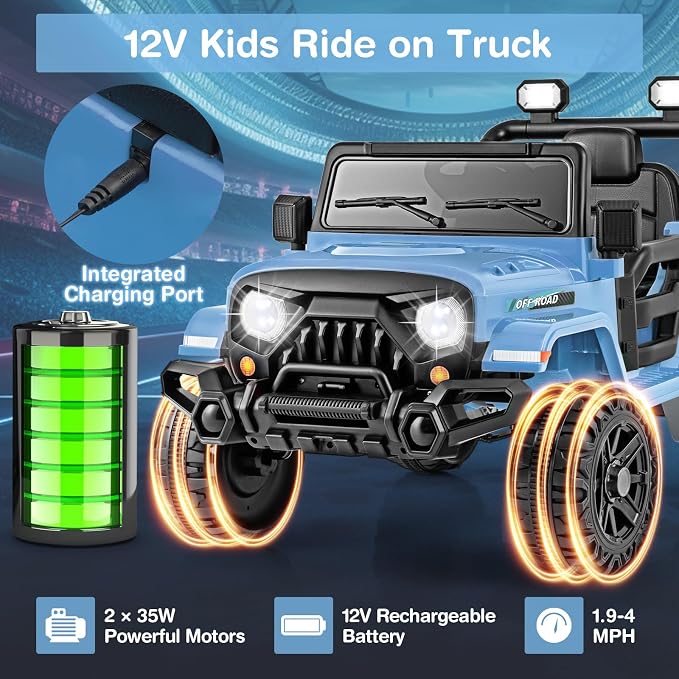 Costzon 12V Kids Ride on Truck Car, Electric Vehicle w/Remote Control, Threaded - Image 5