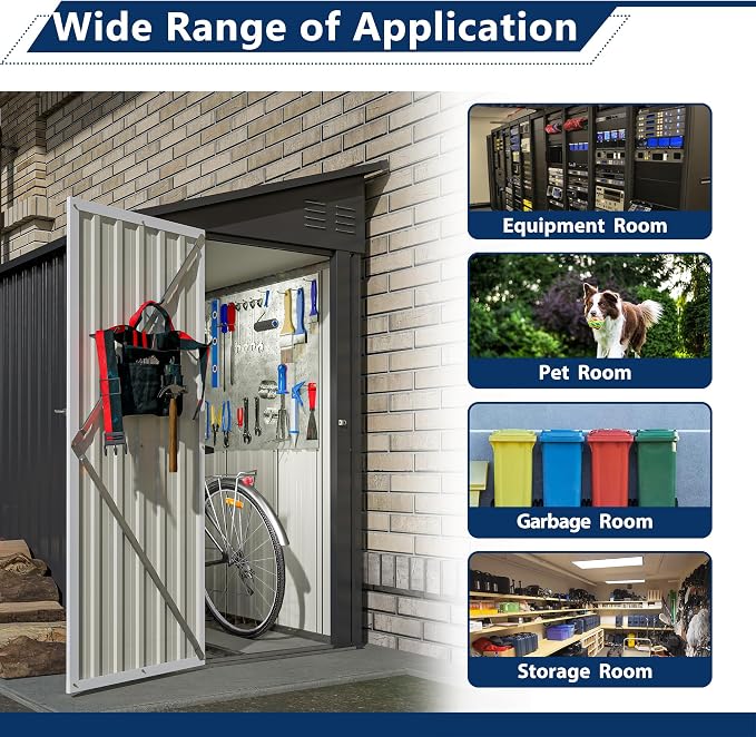 Shed Lean to Storage Shed, Outdoor 4' x 8' Metal Wall Side Storage Sheds & - Image 5