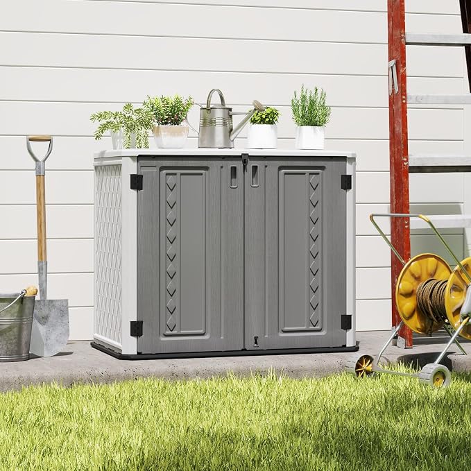 ZZM Outdoor Storage Shed Diamond Texture 4x3FT Horizontal Shed | 34 Cu.Ft - Image 3