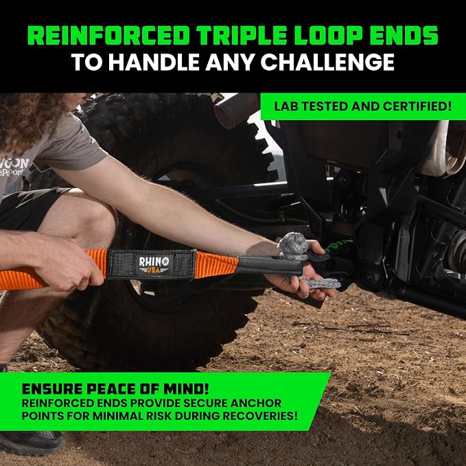 Rhino USA Recovery Tow Strap-20, 024lb Break Strength- Emergency Recovery Strap - Image 3