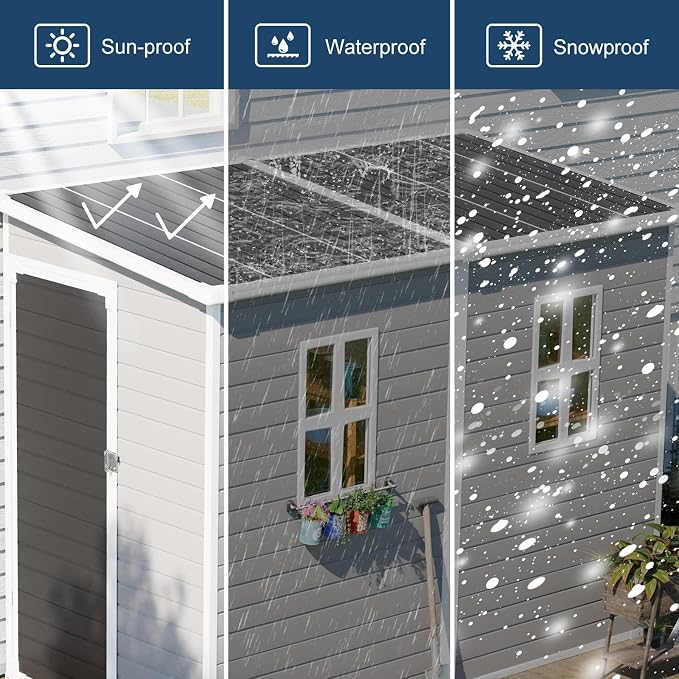8x4 FT Resin Storage Shed with Floor Window - Image 8