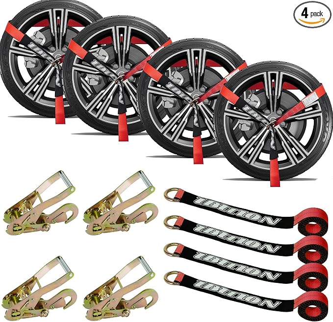 4 Pack Car Tie Down Straps for Trailers by IBITION