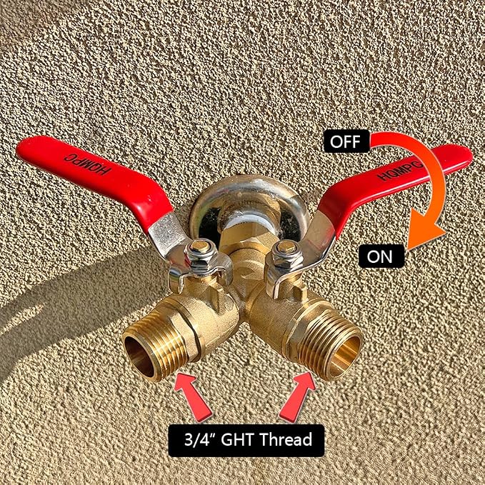 HQMPC Garden Hose Y Valve Hose Splitter Brass Hose Splitter - Image 6