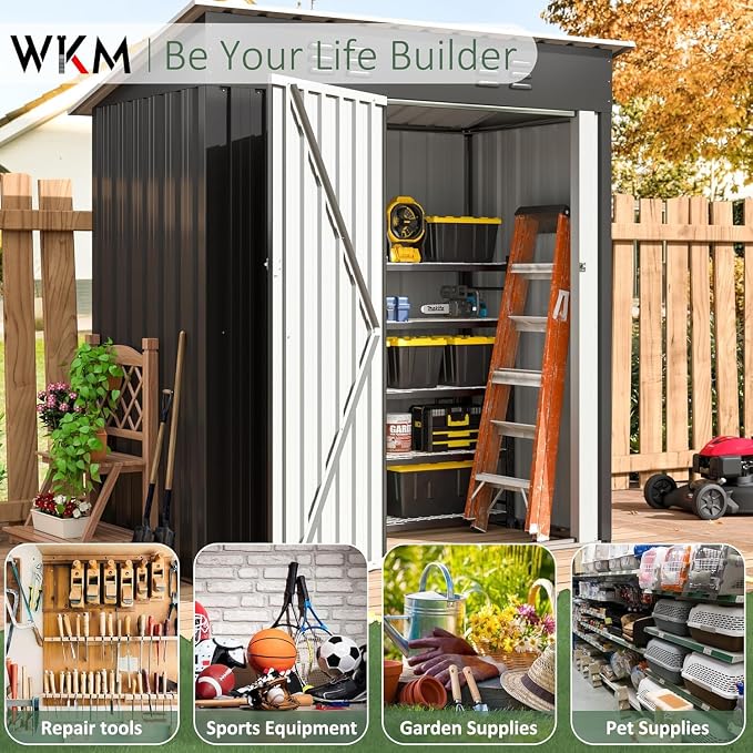 WKM 5X3 FT Outdoor Storage Shed, Utility Metal Tool Storage - Image 6