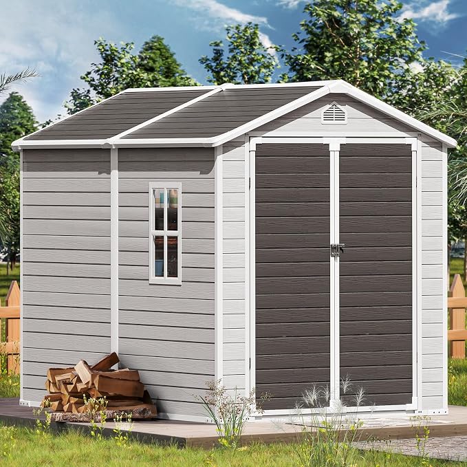 Plastic Sheds 6x8 Shed Resin Outdoor Storage by WACASA