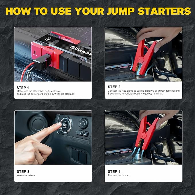001B 3000A Car Jump Starter Battery Pack, 12V Car Battery Charger, Jump Box - Image 6